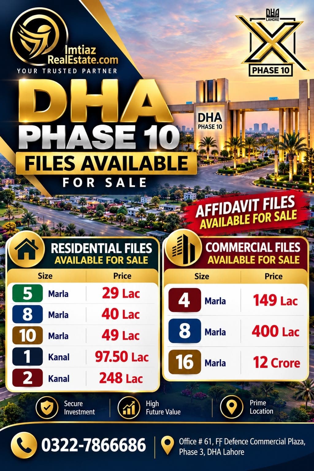 DHA Phase 10 files available for sale